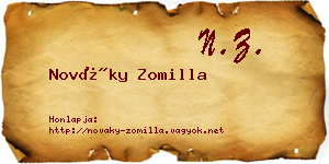 Nováky Zomilla névjegykártya